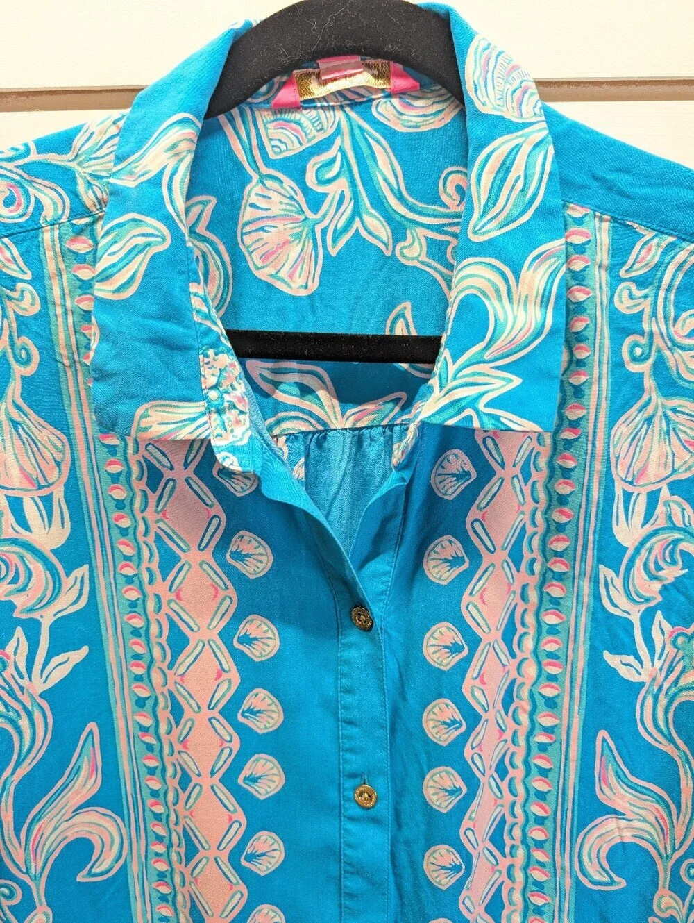Lilly Pulitzer Natalie Beach Summer Cover Up Turquoise/Pink XL EUC